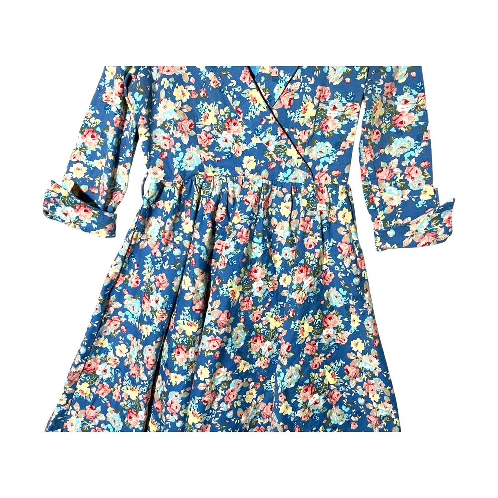 Lindy Bop Women Midi Dress Sz S Blue Vivi Floral‎ Cottagcore Retro Stretch 50s - Picture 16 of 16